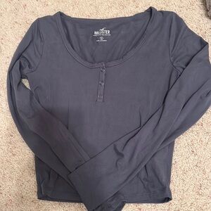 Blue button baby tee